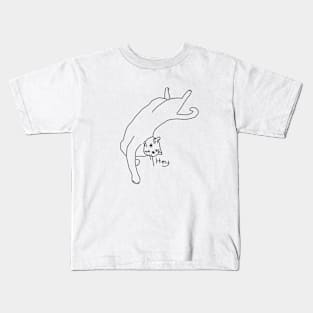 Relaxed 'Hey' Cat Line Drawing Kids T-Shirt